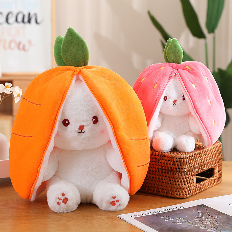 Plush transformed rabbit little fruit doll strawberry rabbit doll girl sleeping pillow cloth doll