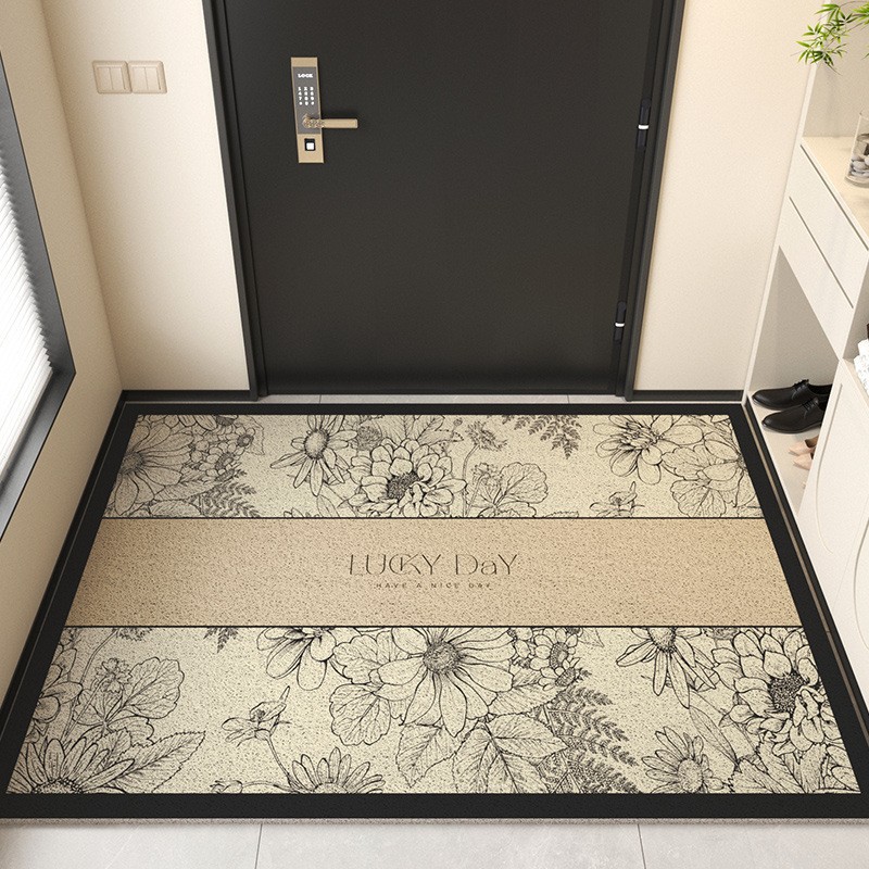 Home Furniture Light luxury retro door anti slip mat foot mat porch carpet dirt resistant wash free mat entrance door wire ring floor mat