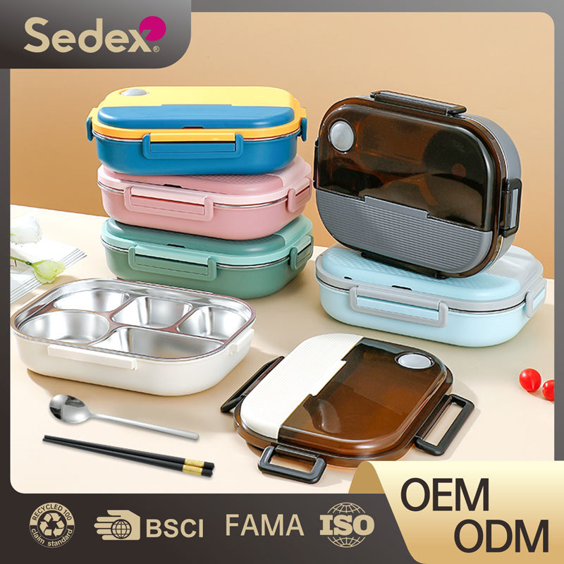 Home & Garden 304 food grade stainless steel lunch box student large lunch box portable microwave heating lunch box