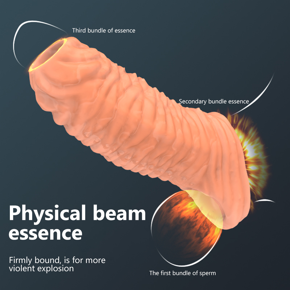 Reusable Condoms Extender Sleeve Delay Ejaculation Ring Dick Enlargement Sleeve Erection Sex Toy for Men Sex