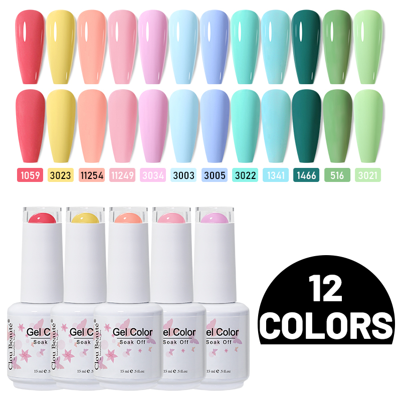 12pcs Gel Nail Polish Set Kit vernis semi permanent Gel Nail Soak Off LED UV Gel Polish Nail UV Gel Nail Art DIY Varnish