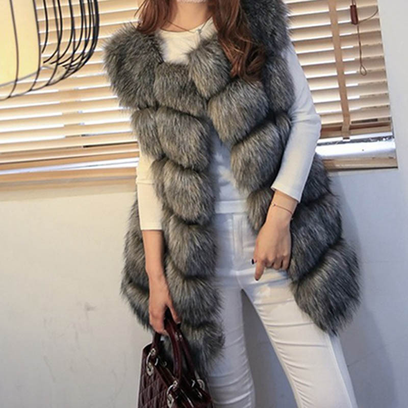Women's Clothing Fox Fur Fur Vest Medium Long Casual Fur Coat Vest