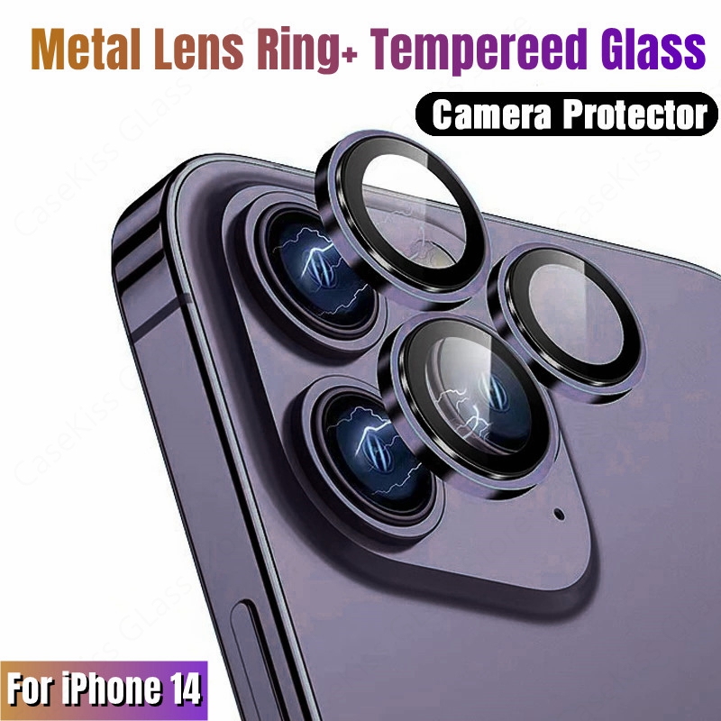 Metal Camera Lens Protector For IPhone 14 Pro Max Tempered Glass Metal Ring On IPhone 13 12 11 Back Lens Cover Protective Film