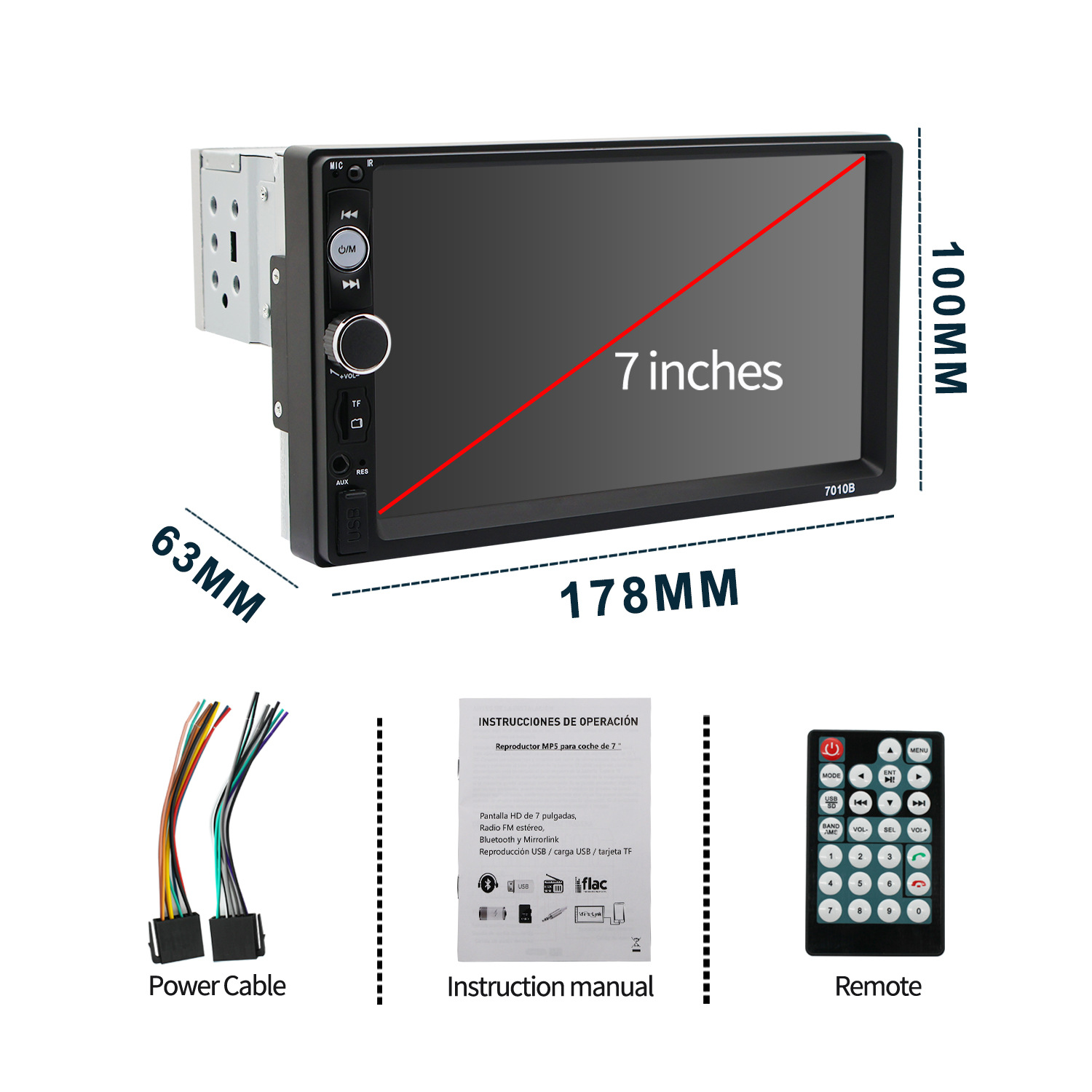 7010 single dock car MP5 player car Bluetooth MP4 MP5 all in one machine reverse car image