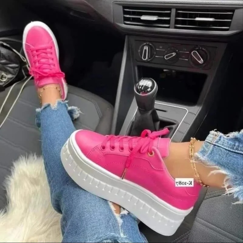 Sneakers 2024 Trend Fashion Vulcanized With Wedge Breathable Leather Design Casual Walking Comfort Platform Autumn Shoes