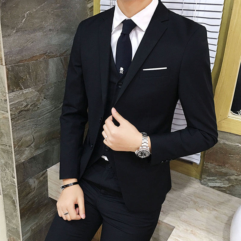 Men's Clothing Men's Suit Three Piece Suit Ten Colors Casual Formal Slim Professional Suit Groom Groomsmen Wedding Dress