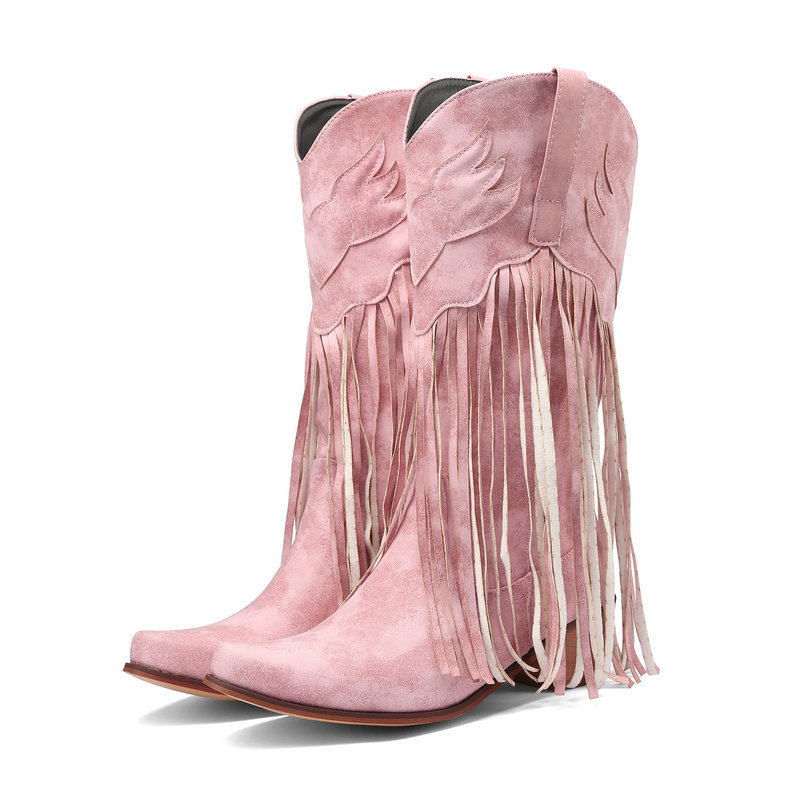 Women's Shoes tassel boots retro western cowboy boots 34 43 size retro women's shoes can be sent on behalf of