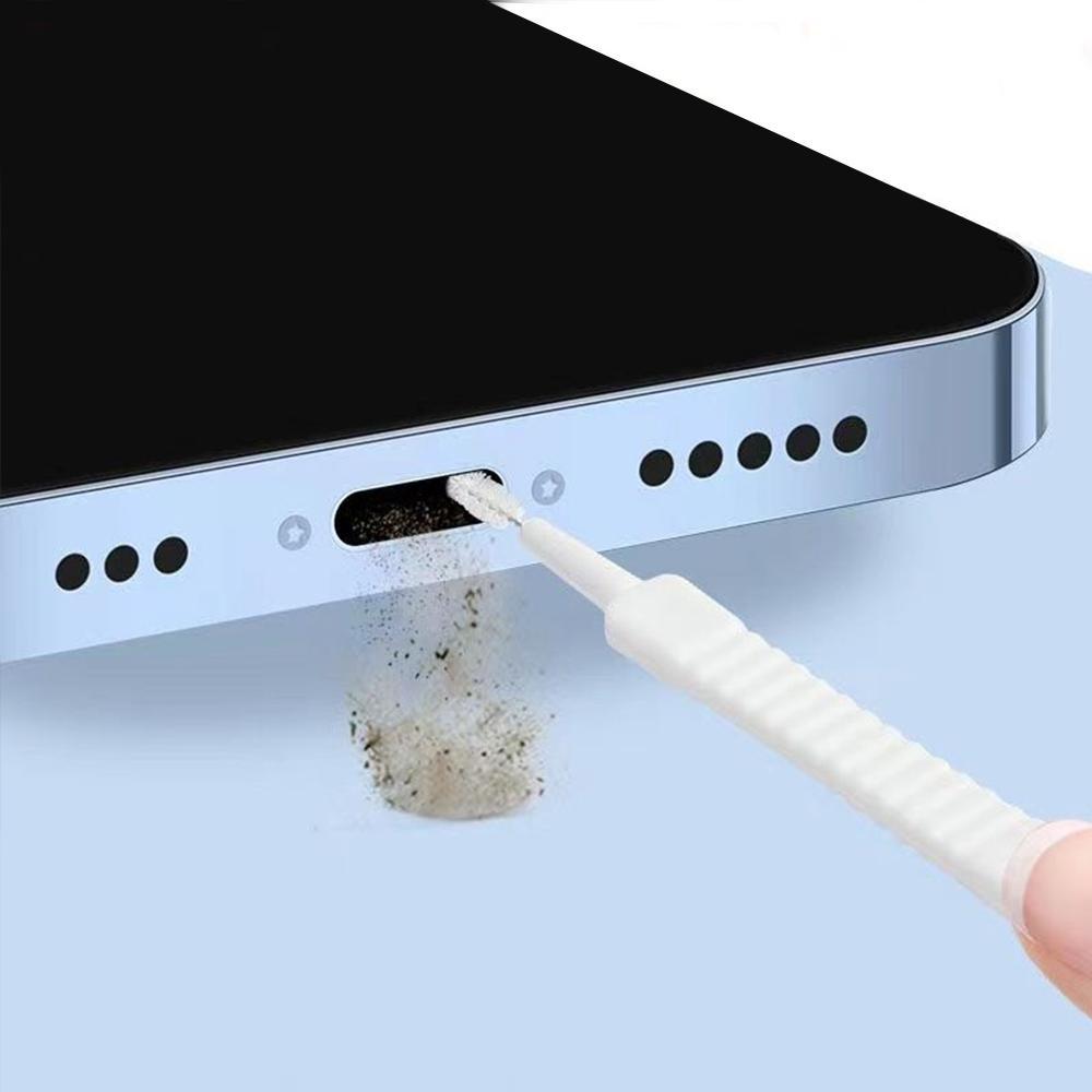 10PCS Multifunctional Mobile Phone Charging Port Cleaning Brush 65mm Dust Shower Hole Cleaning Mini Brush Bendable Mini Soft Round Brushes ZPG