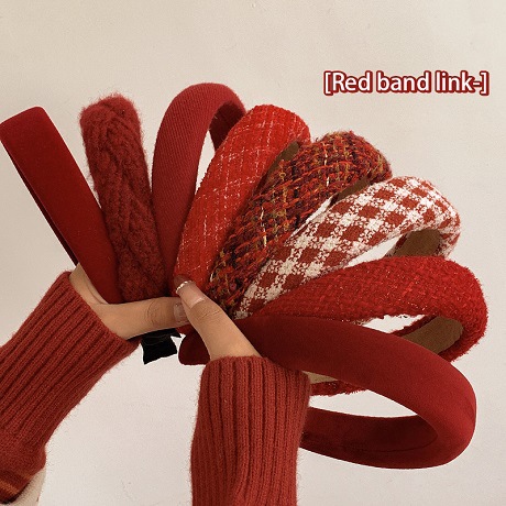 Christmas gift Premium sense Santa red headband Women's headband retro hair clip hair bundle hair accessories