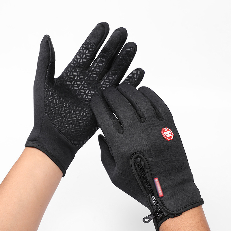 Windproof gloves winter bicycle warm touch screen water cycling equipment outdoor plus velvet cold proof ski touch screen gloves