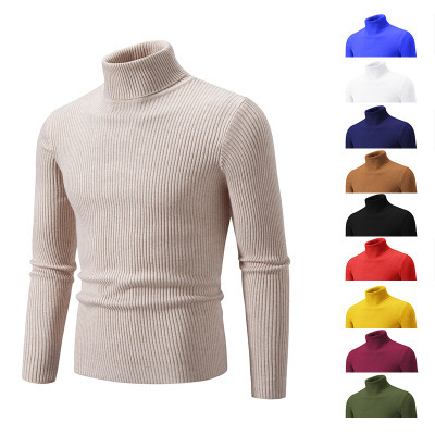 Herbst und Winter Neue Einfarbige Stehkragen Pullover Casual Mantel Herren Pullover Große Größe Strickwaren