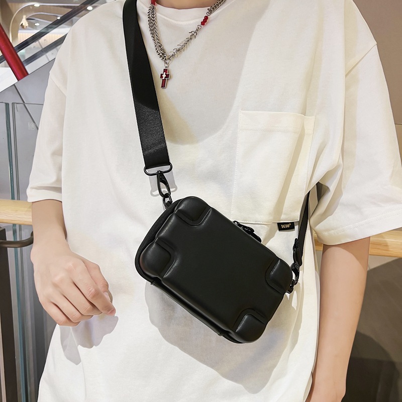 Men's Crossbody Bags Box Bag Men's Trendy Small Square Bag Fashion Shoulder Bag Simple Mobile Phone Bag Messenger Bag Female