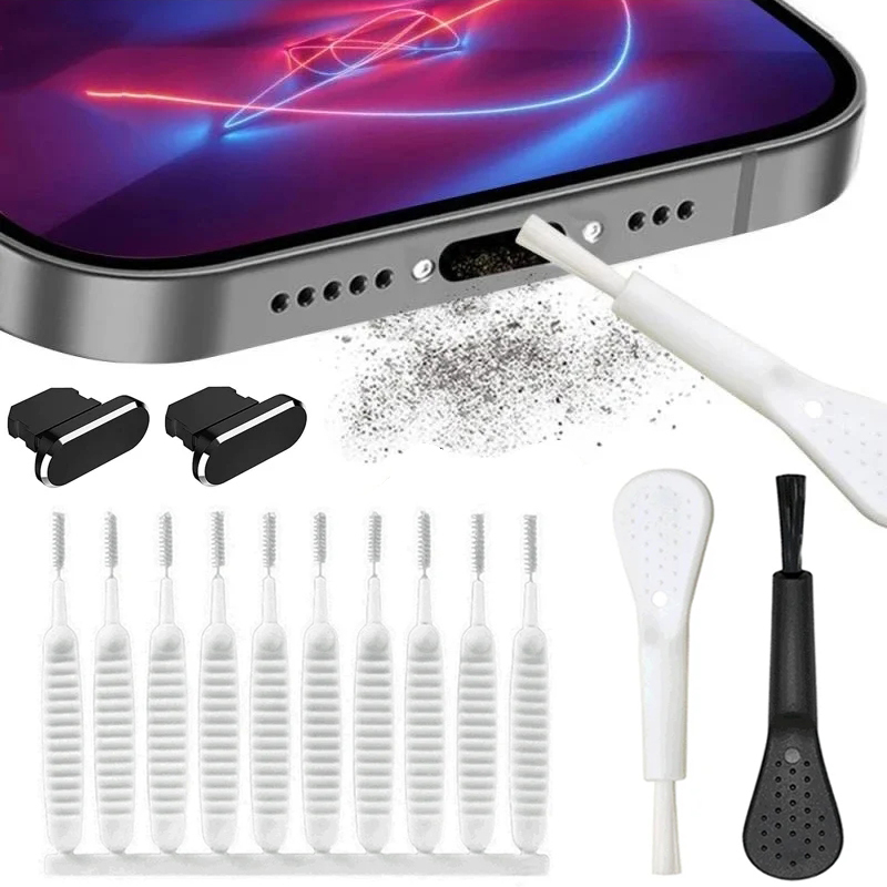 Mobile Phone Charging Port Dust Plug With Cleaning Brush Kit For IPhone 14 13 12 11 Pro Max AirPods IPad For Lightning Port Dust