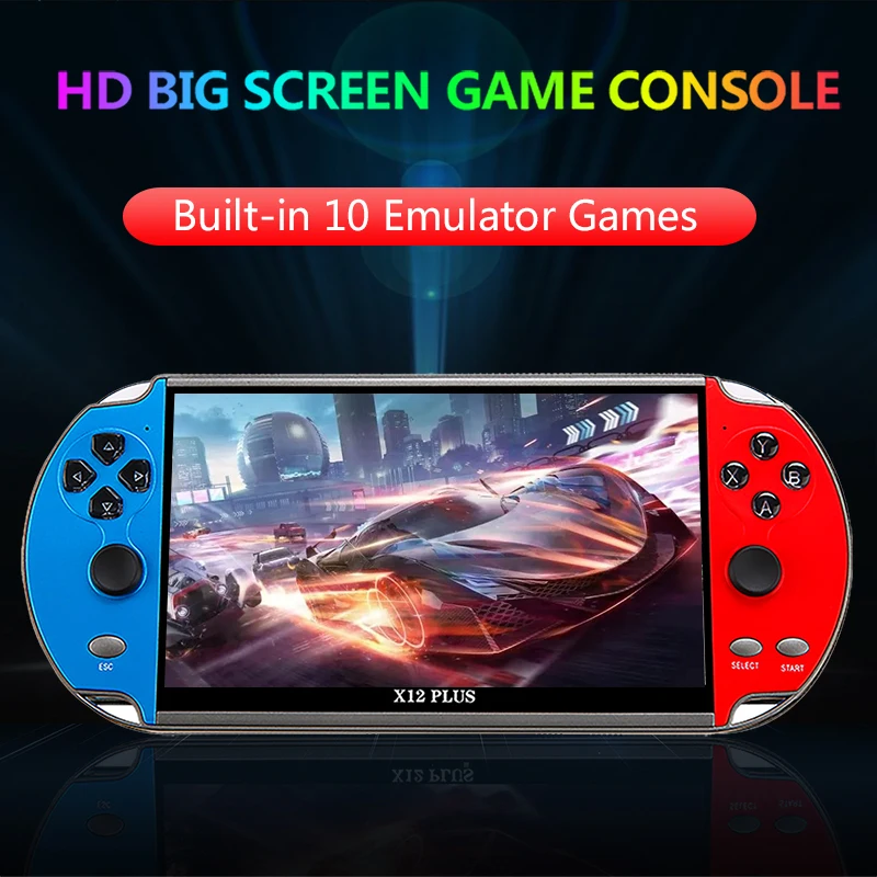 X7/X12 Plus Handheld Game Console Built-in 10000+ Retro Games 4.3/5.1/7.1-inch HD Screen Portable Audio and Video Player