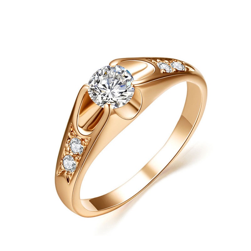 Zirkon 4 Krallen Hochzeit/Verlobung Ringe Rose Gold Farbe Mode Marke Schmuck Für Frauen/Dame