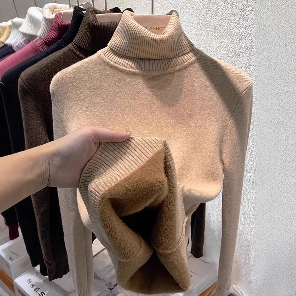 Women's Clothing Plus Velvet And Thickening Autumn And Winter New Style One Piece Mink Velvet Inner Top Bottoming Shirt For Women Winter Thick