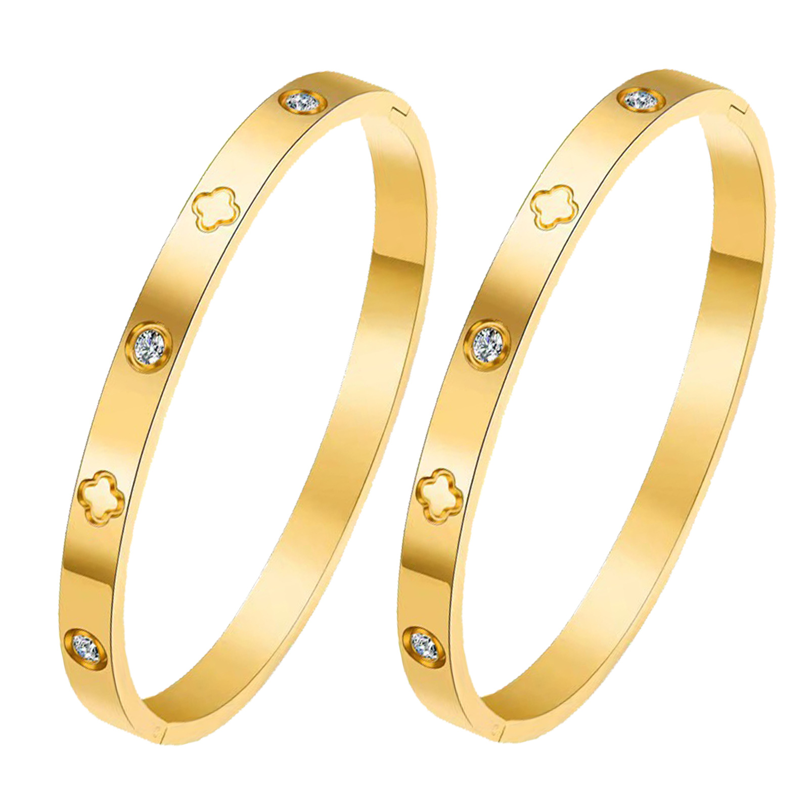 New four leaf clover titanium steel couple bracelet simple and elegant diamond ten nail titanium steel jewelry stainless steel bracelet