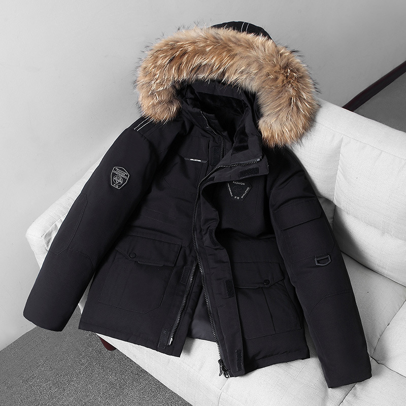 Running men's down jacket the same men's and women's lovers Korea Parker Canada work clothes thickened warm goose down j