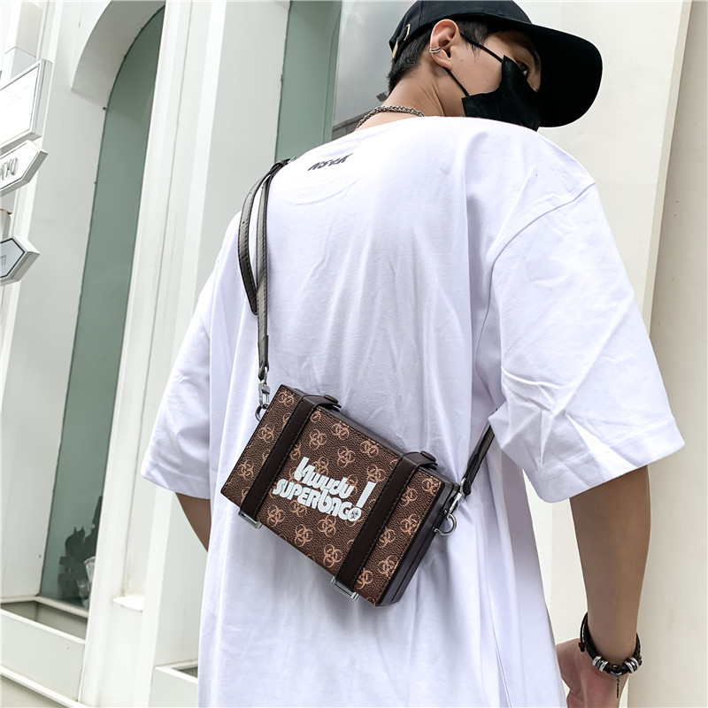 Ins Crossbody Bag For Men 2024 New Korean Edition Versatile Printed Box Bag Single Shoulder Crossbody Bag Small Square Bag For Women