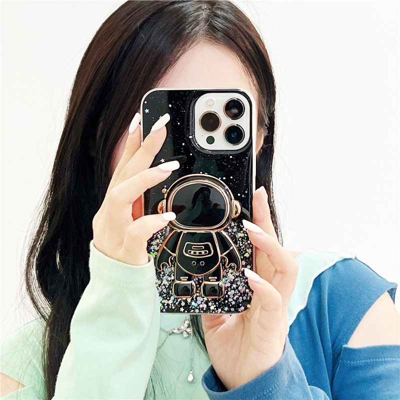 Phone Case On For Samsung Galaxy A50 A30 S A70 A8 A6 A9 2018 Note 8 9 10 20 Glitter Stars Astronaut Fold Phone Holder So