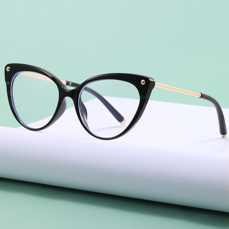 Leopard Print Anti Blue Light Flat Glasses Full Frame Cat Eye Glasses Fashion Street Shooting Face Showing Small Glasses Frame