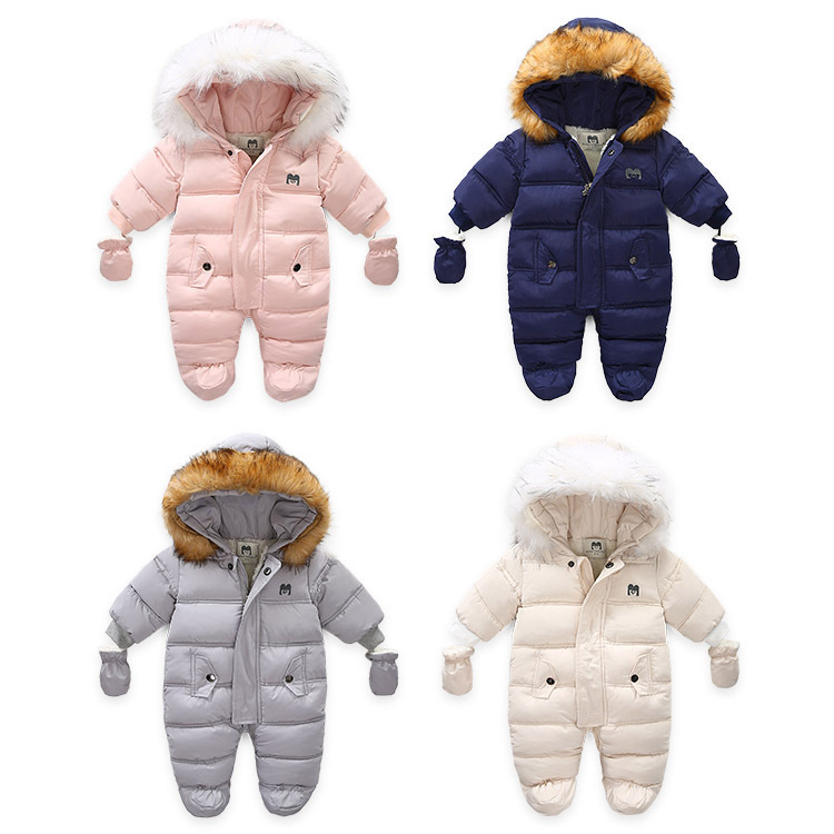 Baby clothing Baby quilted baby plus fleece jumpsuit baby crawl suit