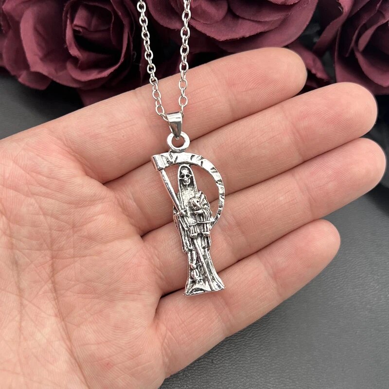 Skeleton Grim Reaper Necklace, Angel of Death, Alternative Jewelry, Handmade Necklace, Halloween Jewelry, Gothic Jewelry Gift