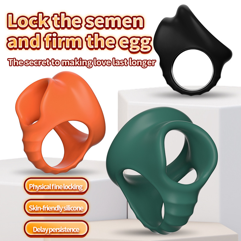 Sex Toys Solid Egg Four Hole Lock Sperm Ring Long Fight Ring Scrotum Bondage Ring Delay Long Fight Control Time Ring Sex Toys