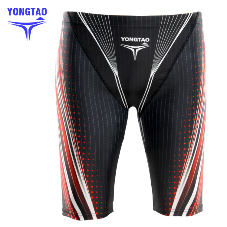 5-point men's swimming trunks, knee-length swimming trunks, long swimming trunks, digital printing drainage line professional swimming trunks 9691