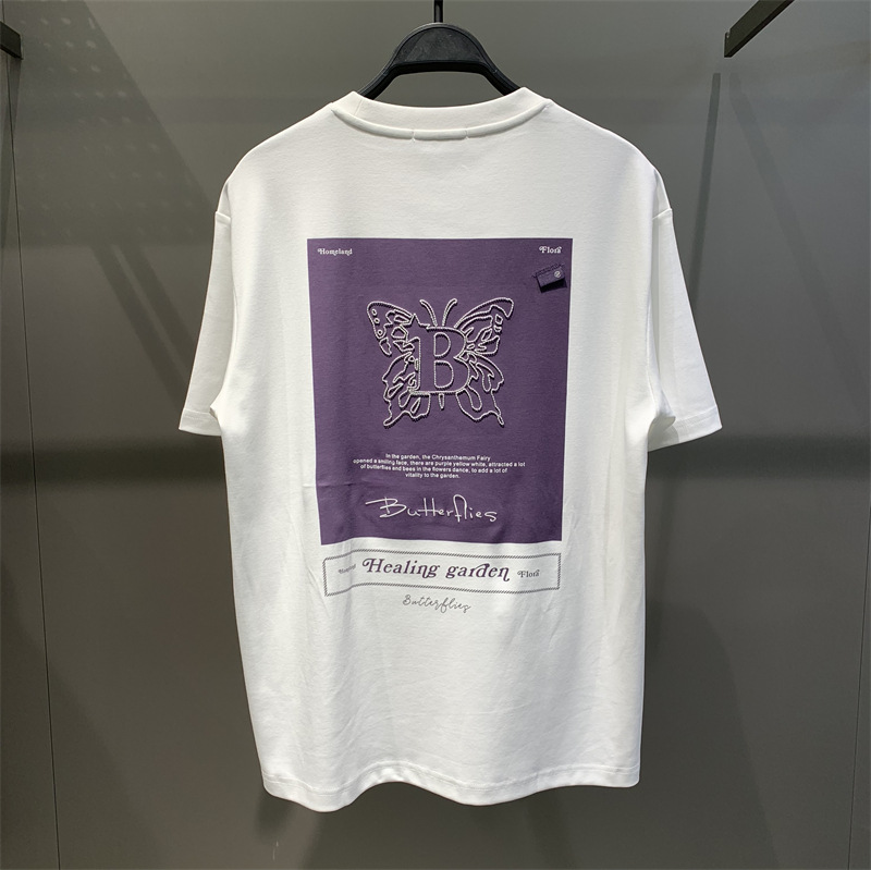 Men's Embroidered T-Shirt - Loose Fit Butterfly Design | Couple Streetwear Essential