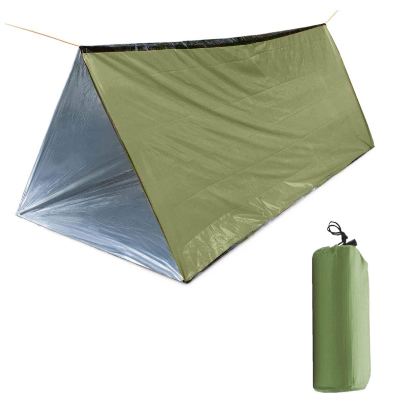 Emergency Survival Tent Windproof Cold Weather Shelter For Camping Hiking Lightweight Reflective Thermal Blanket Sun Shade Windbreak For Outdoor