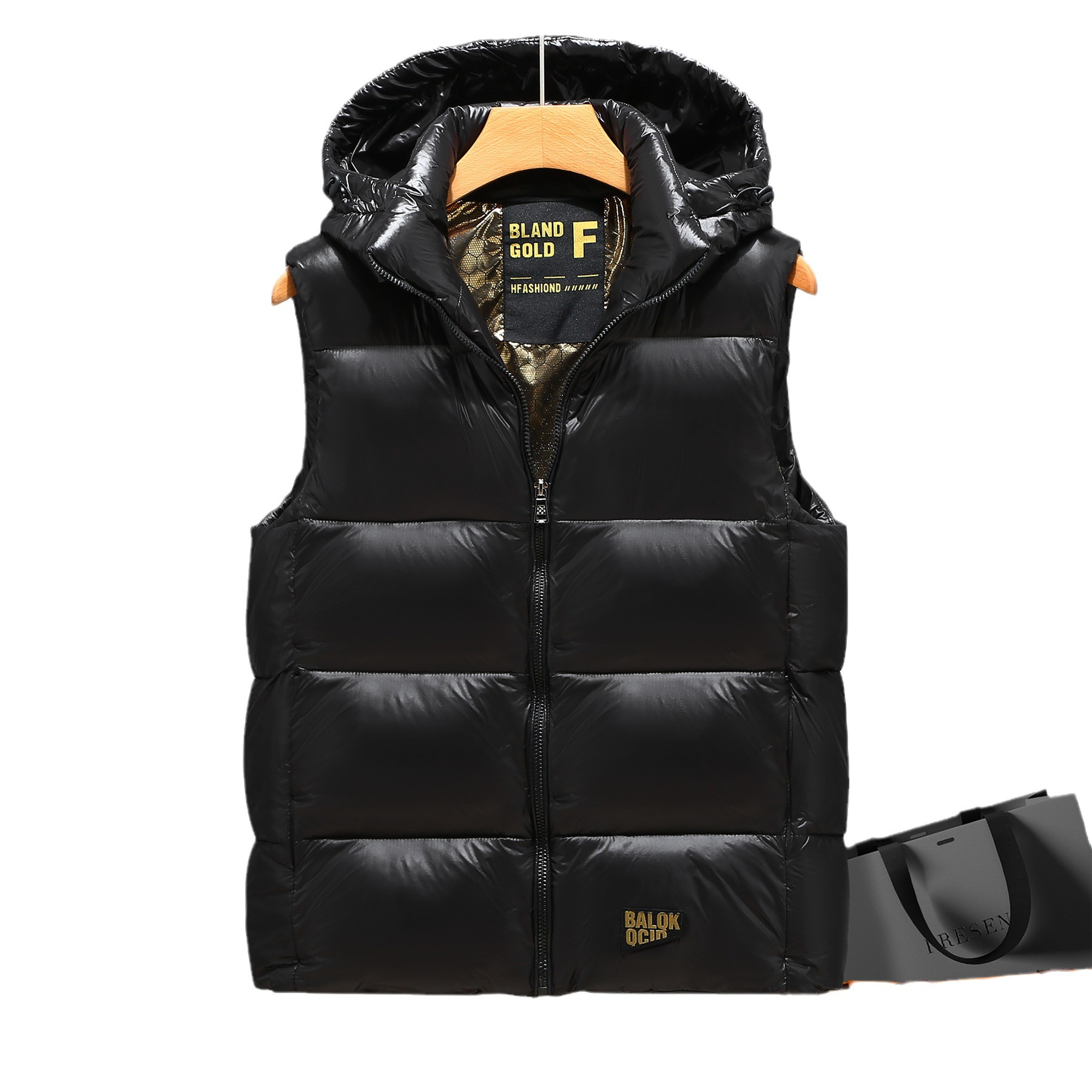 Black gold down cotton vest for men and women gold label outdoor thickened warm vest vest trendy brand vest