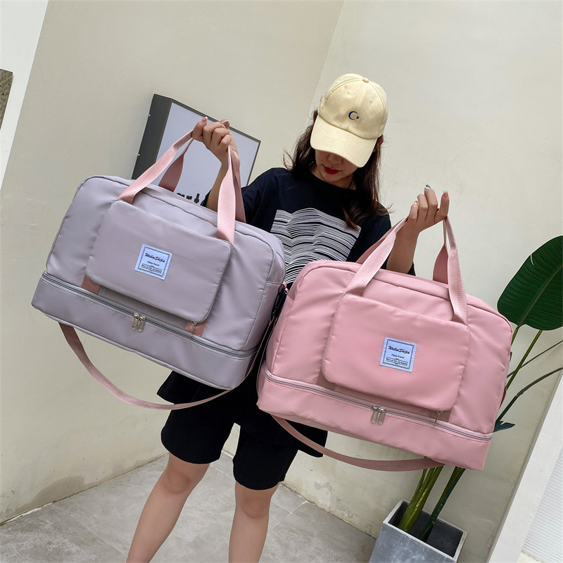 Bag just yet Foldable Storage Bag Oxford Cloth Bag Swimming Fitness Luggage Bag Travel Bag Large Capacity Dry and Wet Separation