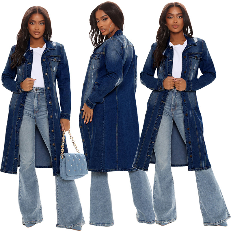 Women's clothing denim windbreaker for women hot selling retro denim jacket