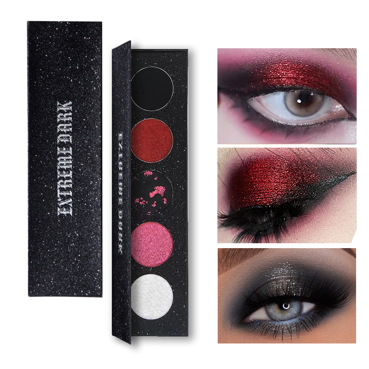 Exclusive 5 color eyeshadow palette, popular color series, dark gothic, long lasting, non smearing pearlescent matte sequin eyeshadow