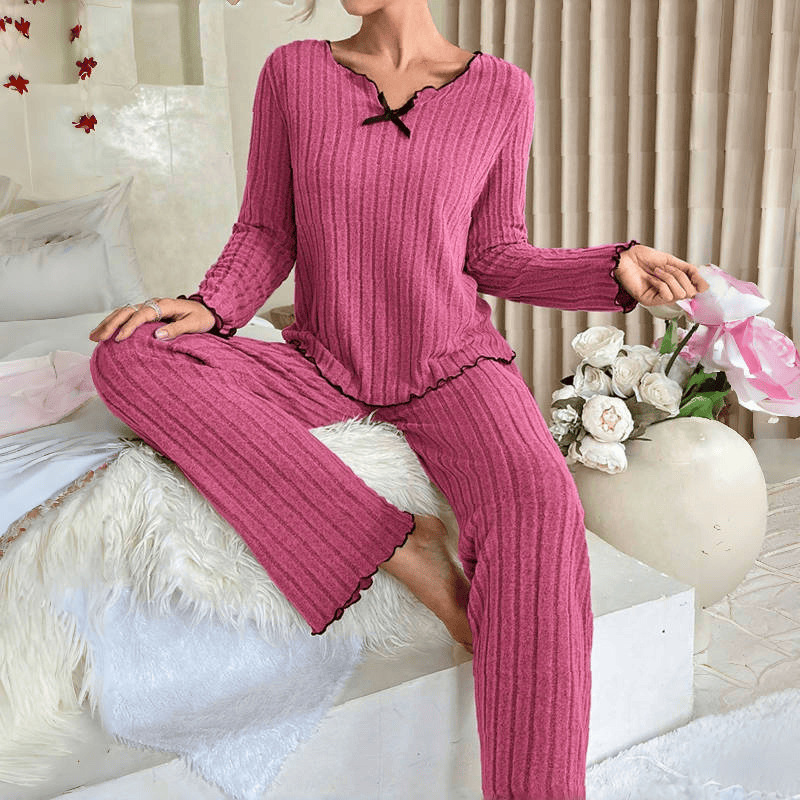 New European And American Hot Selling Black Edge Twisted Edge Casual Home Suit Clothing Pit Stripe Pajam