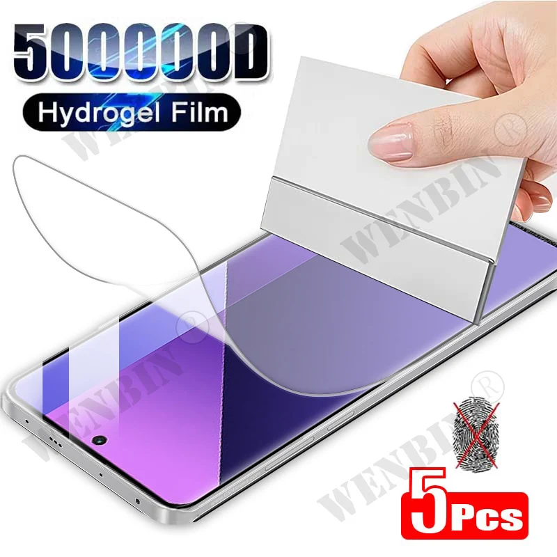 5 Pcs Hydrogel Film For Xiaomi Redmi Note 13 12 11 Pro Plus Poco F6 X6 X5 Pro Xiaomi 13T 12T 11T Pro Full Cover Screen Protector