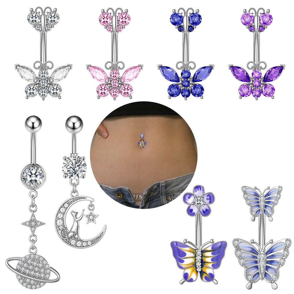 Women's Jewelry Zircon Belly Button Nail Oiled Belly Button Ring Piercing Jewelry