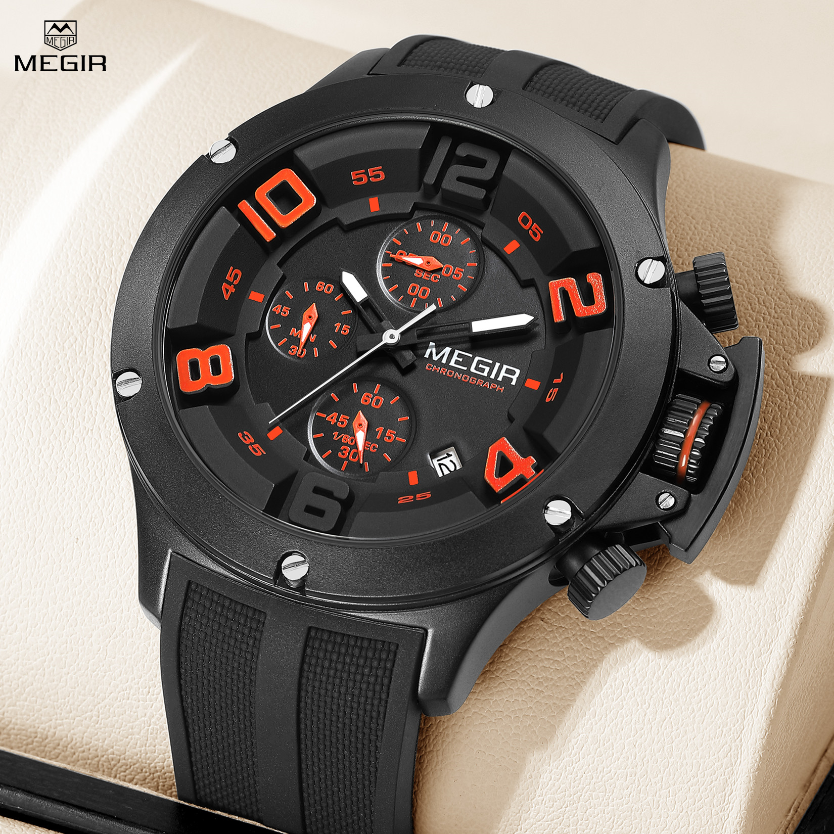 Sport Quartz Watches for Men Big Dial Chronograph Waterproof Luminous Army Military Wristwatches With Date Clock