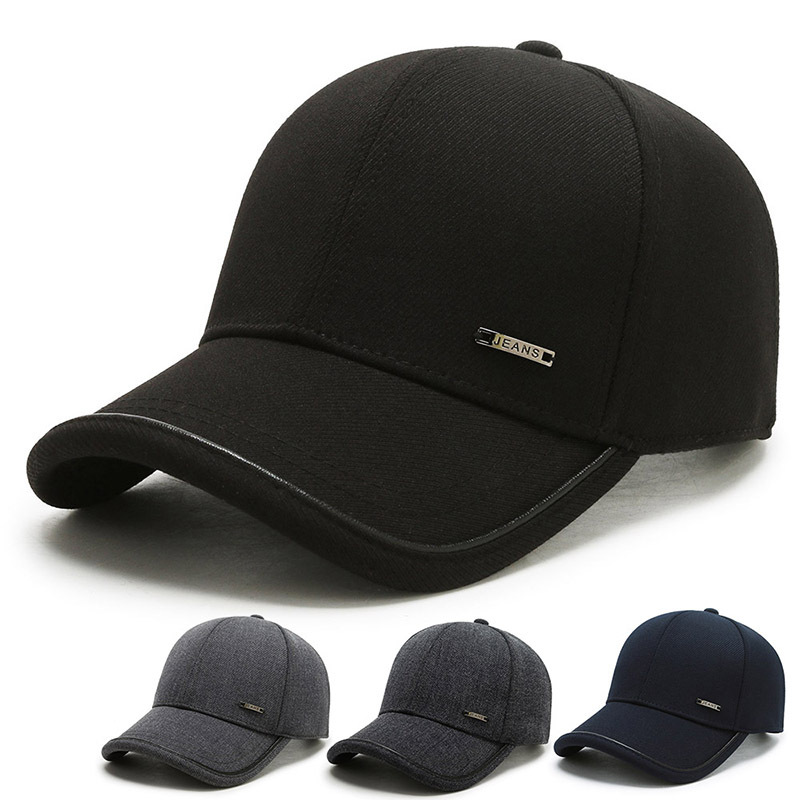 Baseball cap middle-aged and elderly men's warm plus velvet cap sunscreen sunscreen simple fashion cap