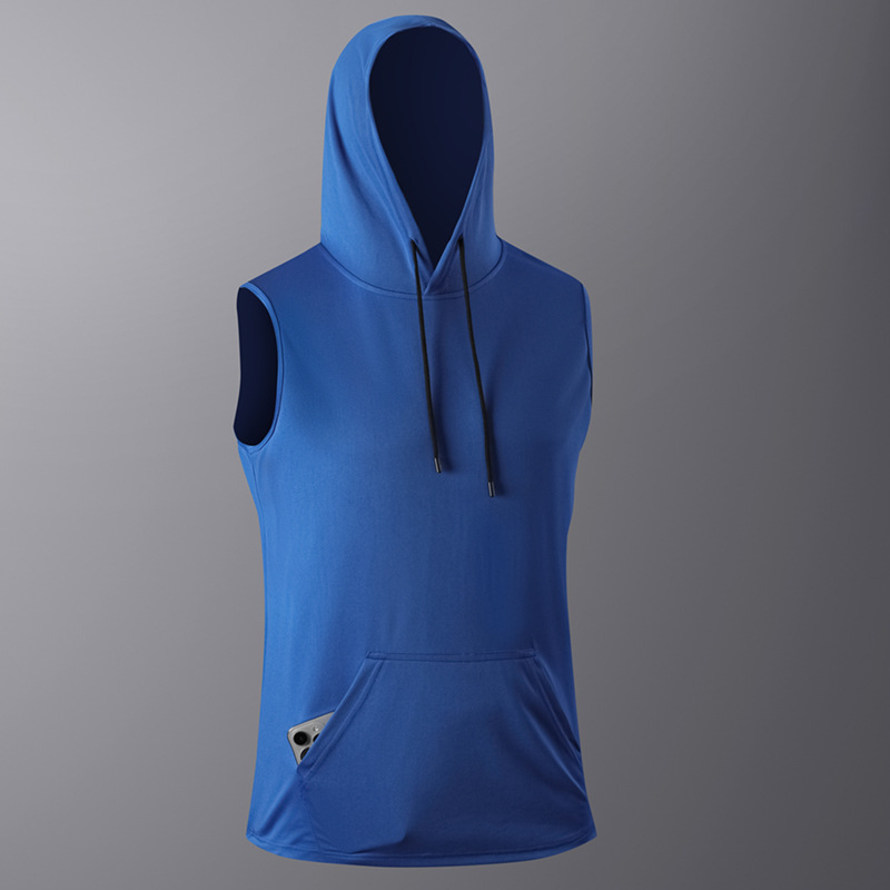 Men's Clothing Hooded T Shirt Sports Fitness Mountaineering Suit Sleeveless Vest Quick Drying Mesh Fitness Running T Shirt