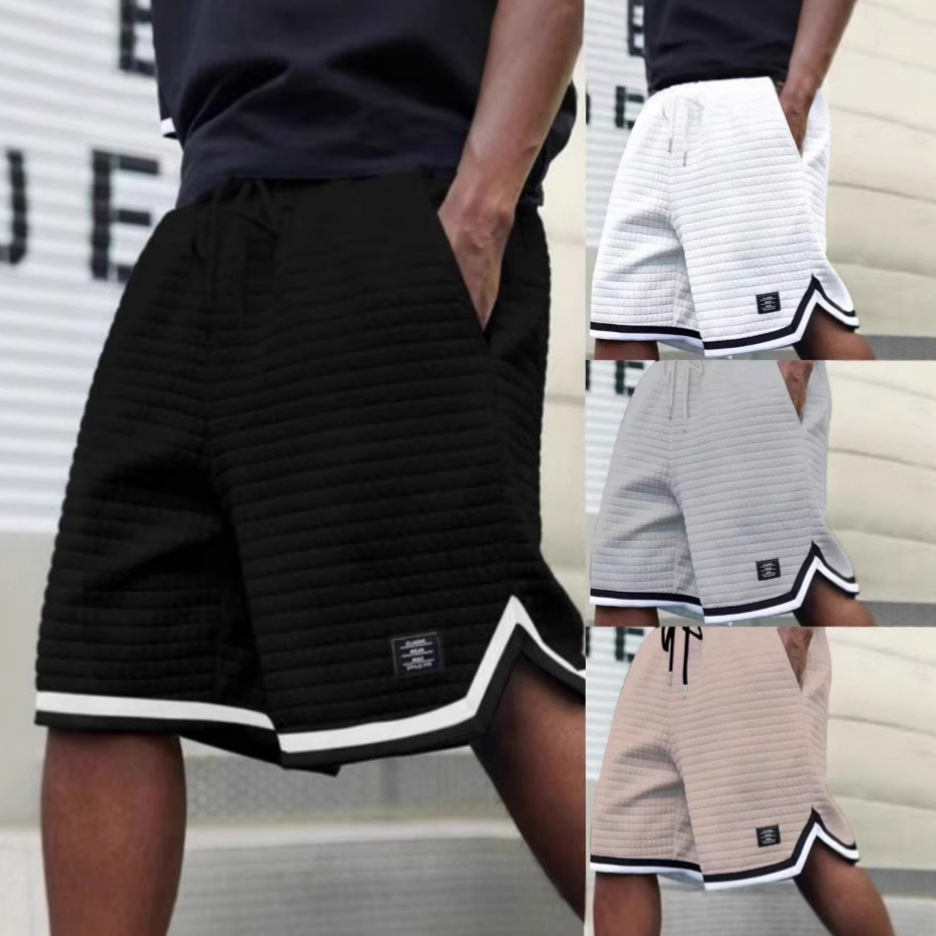 Men's Casual Loose Striped Ribbon Trendy Plaid Sports Men's Shorts Summer