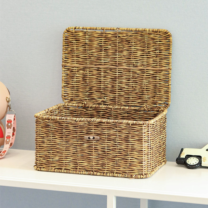 Hand Woven Storage Box Rattan Pepper Color Iron Frame Reinforcement Storage Box Gift Packaging Storage Box