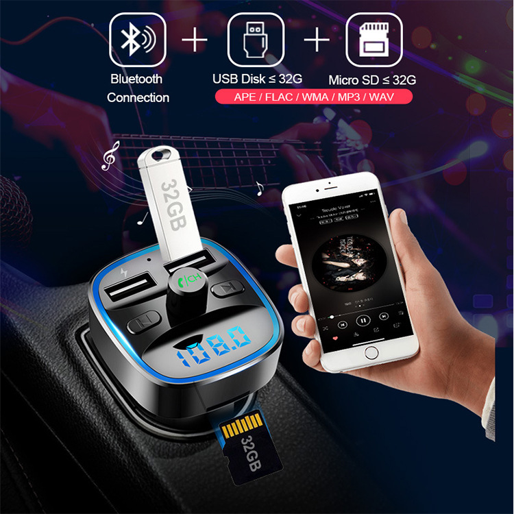 Car bluetooth smart voice navigation bluetooth MP3 player dual SUB car charger