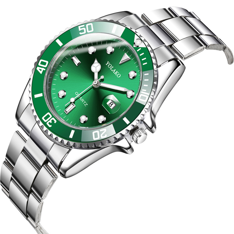 Men's Watch Water Ghost New Luxury Business Watch Men's Waterproof Date Green Dial Watch Fashion Men's Clock Watch