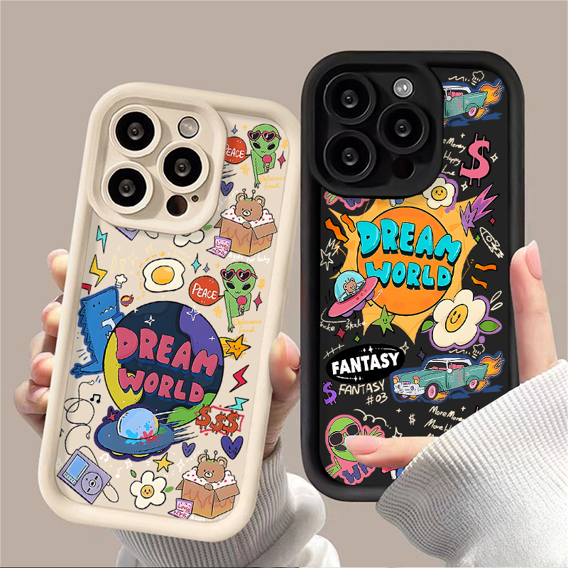 Printing Protective Case For IPhone 16 15 14 13 12 11 Pro Max X XS X S Max XR SE 2020 7 8 Plus Iphone16 Dreamy Fun Cute Alien