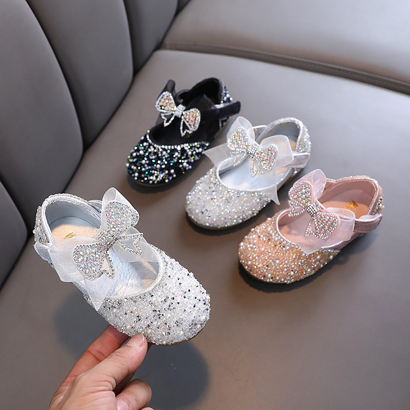 2023 Summer New Korean Style Girl Princess Little Girl Princess Ribbon Baby Shoes Leather Shoes