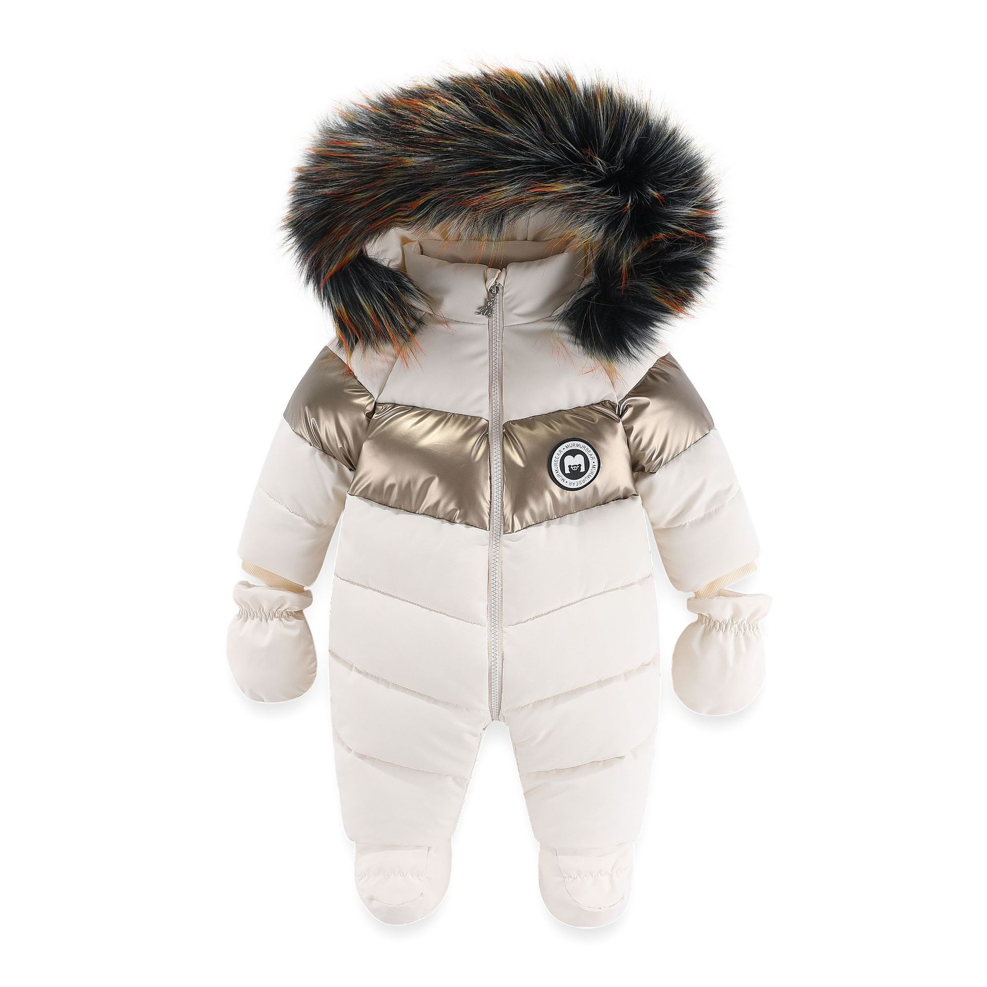 Baby clothing fur collar clothing crawl suit children's thick warm baby onesie