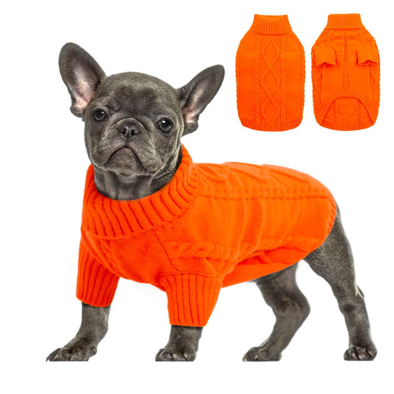 Dog turtleneck clothes autumn and winter clothing autumn and winter new pet clothing solid color knitted sweater