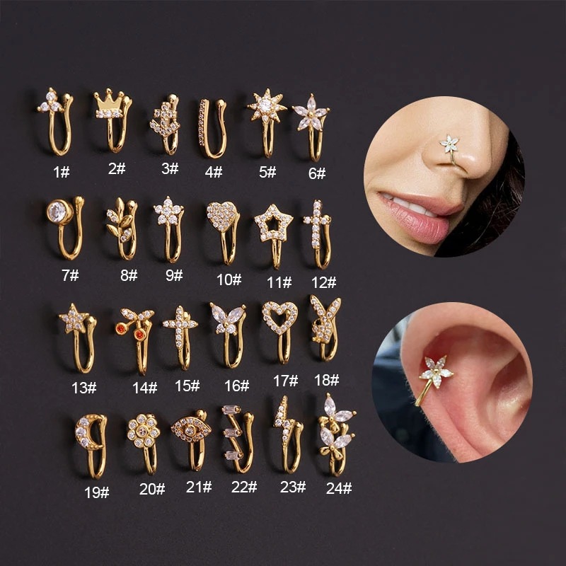 Hot selling fashion zircon inset non-piercing clip type of nose ring popular nose clip, body piercing jewelry